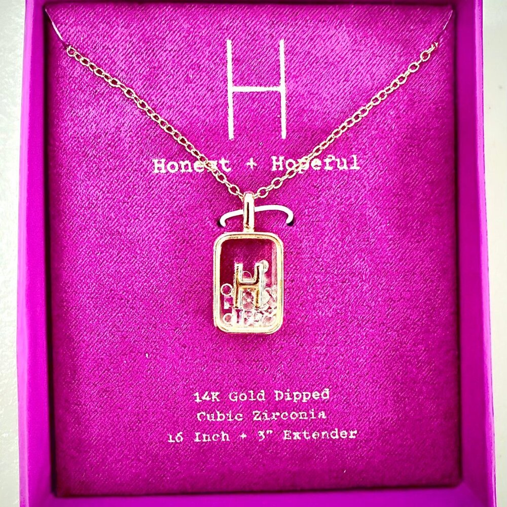 NWT A New Day 14K Gold Dipped Initial Shaker Necklace (A–Z) Cubic Zirconia